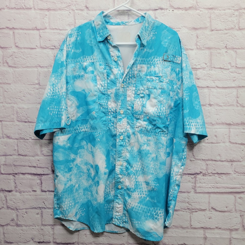 Reel Legends Performance Fishing Shirt Mens L Blue Gorpcore Outdoor Utility Tech